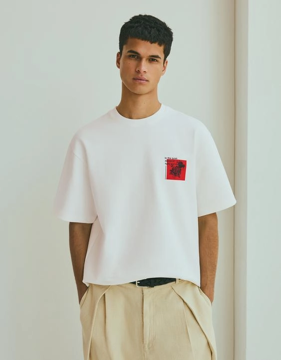 Bershka Футболка из трикотажа интерлок с принтом