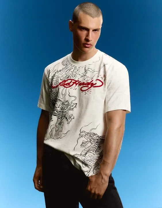 Футболка с принтом Ed Hardy X Bershka- Заказать в России