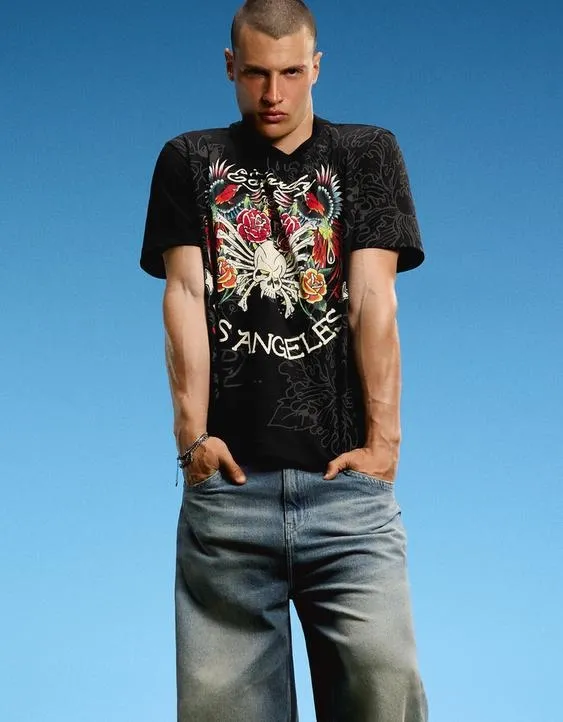 Футболка с принтом Ed Hardy X Bershka- Заказать в России