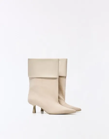 Heeled Ankle Boots With Turn-Up Detail- Заказать в России