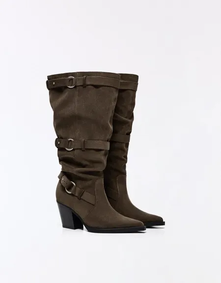Eyelet heeled boots- Заказать в России