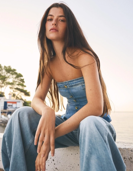 Bershka Джинсовый топ с баской купить с доставкой.