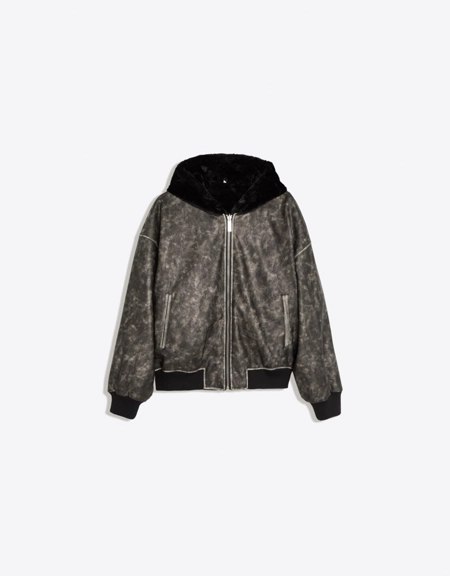 Bershka Двусторонняя куртка с капюшоном и отделкой из искусственного меха