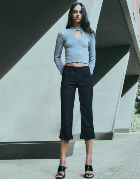 Bershka Брюки капри с широким отворотом
