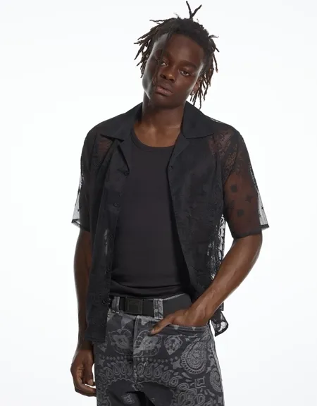 Кружевная рубашка с короткими рукавами Aries X Bershka