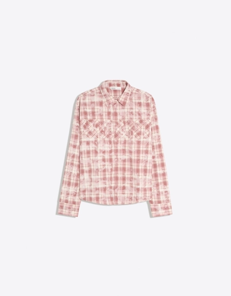 Bershka Рубашка в клетку с длинными рукавами и нашивкой