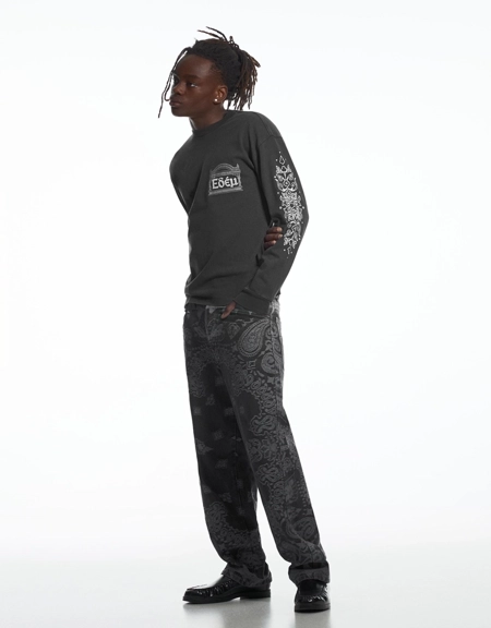 Bershka Футболка с длинными рукавами и эффектом потертости ARIES X BERSHKA