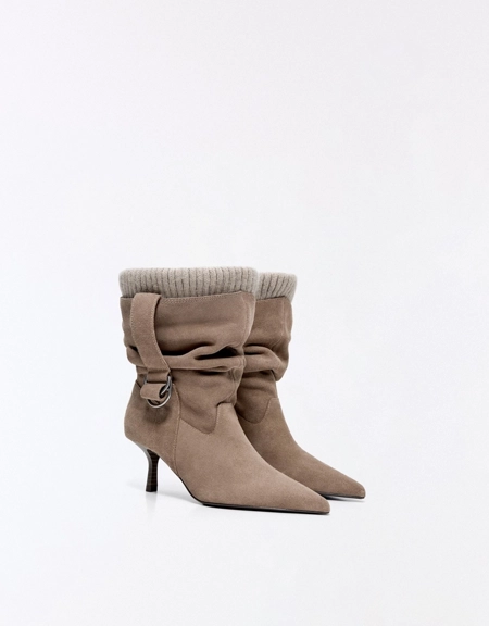 Leather slouchy sock ankle boots