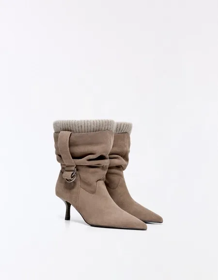 Leather slouchy sock ankle boots