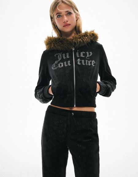 Bershka Куртка из бархата с капюшоном JUICY COUTURE X BERSHKA