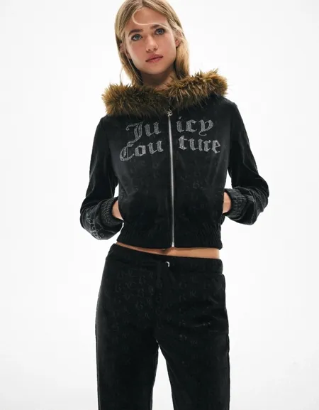 Куртка из бархата с капюшоном Juicy Couture X Bershka- Заказать в России