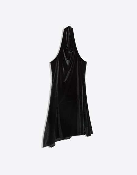 Bershka Драпированное мини-платье, бархат, горловина халтер
