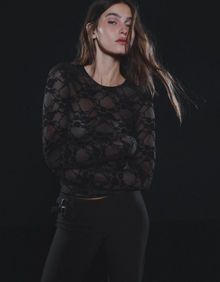 Bershka Кружевная футболка, длинные рукава