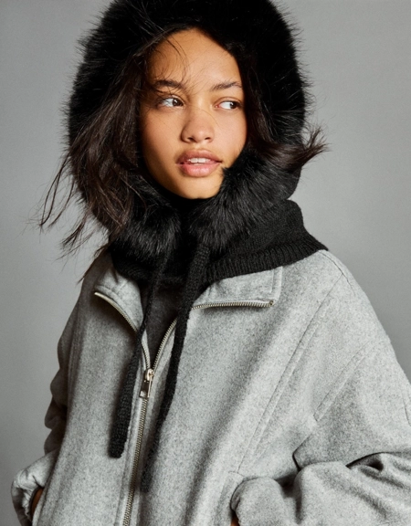 Bershka Балаклава из трикотажа с искусственным мехом