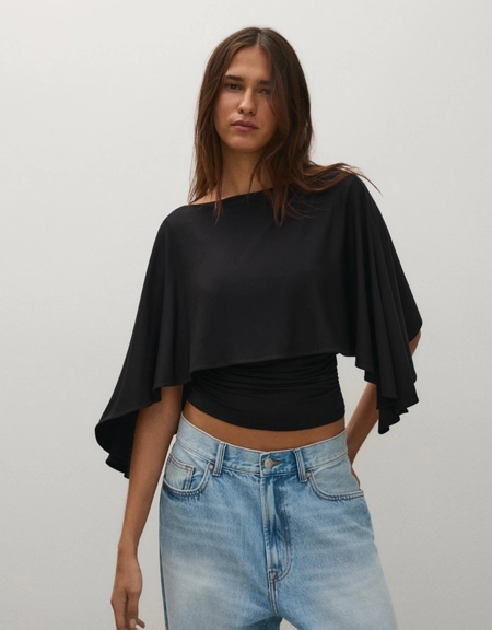 Bershka Футболка с рукавами-воланами купить с доставкой.