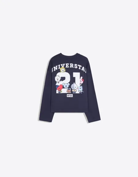 Bershka Толстовка с круглым вырезом и принтом BT21