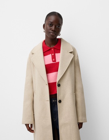 Bershka Длинное мягкое пальто купить с доставкой.