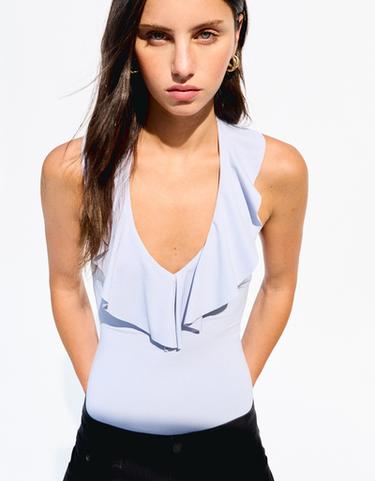 Боди BERSHKA SERIES на бретелях со сборкой