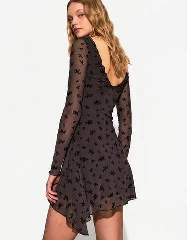 LONG SLEEVE MINI PRINT DRESS
