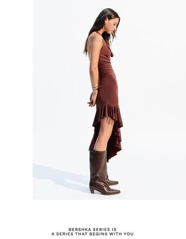 Платье миди BERSHKA SERIES с асимметричным низом
