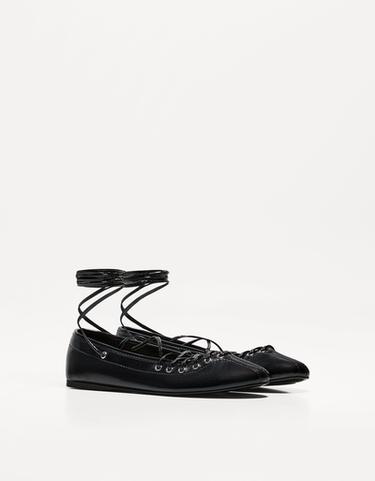 Lace-up ballet flats
