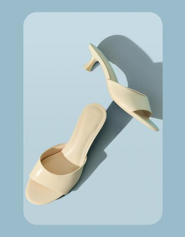 Kitten heel mule sandals