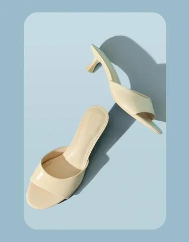 KITTEN HEEL MULE SANDALS