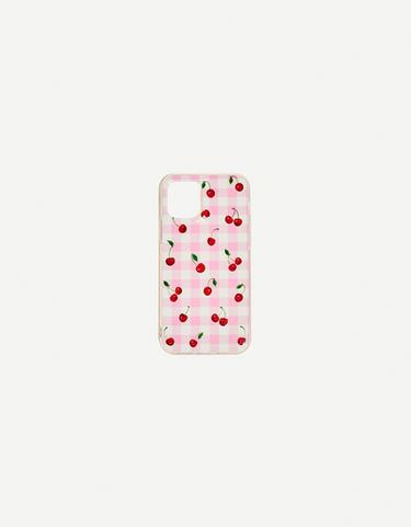 Чехол для iPhone в клетку виши с принтом «Вишни»