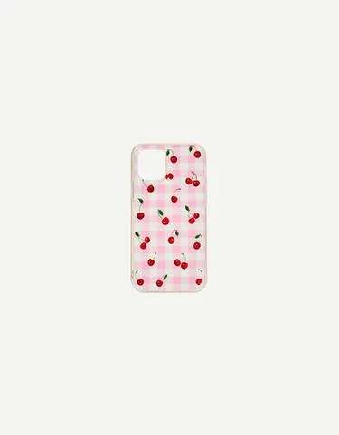 Чехол для IPHONE в клетку виши с принтом «вишни»