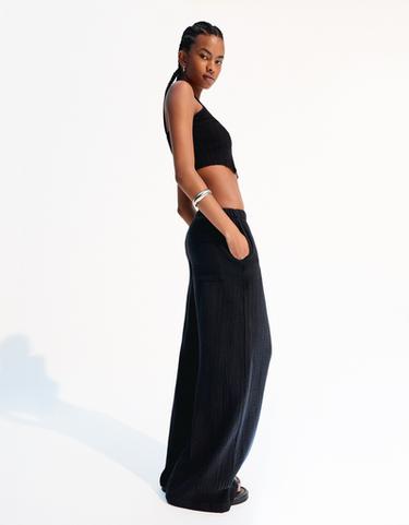 Bershka Брюки из двухслойной ткани в стиле рустик с широкими штанинами