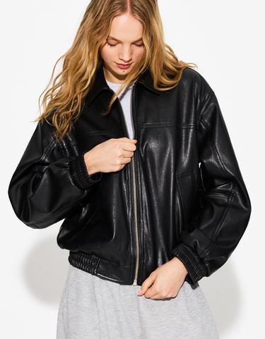 Bershka Куртка оверсайз из искусственной кожи купить с доставкой.