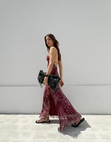 Bershka Платье миди из полупрозрачной ткани с принтом