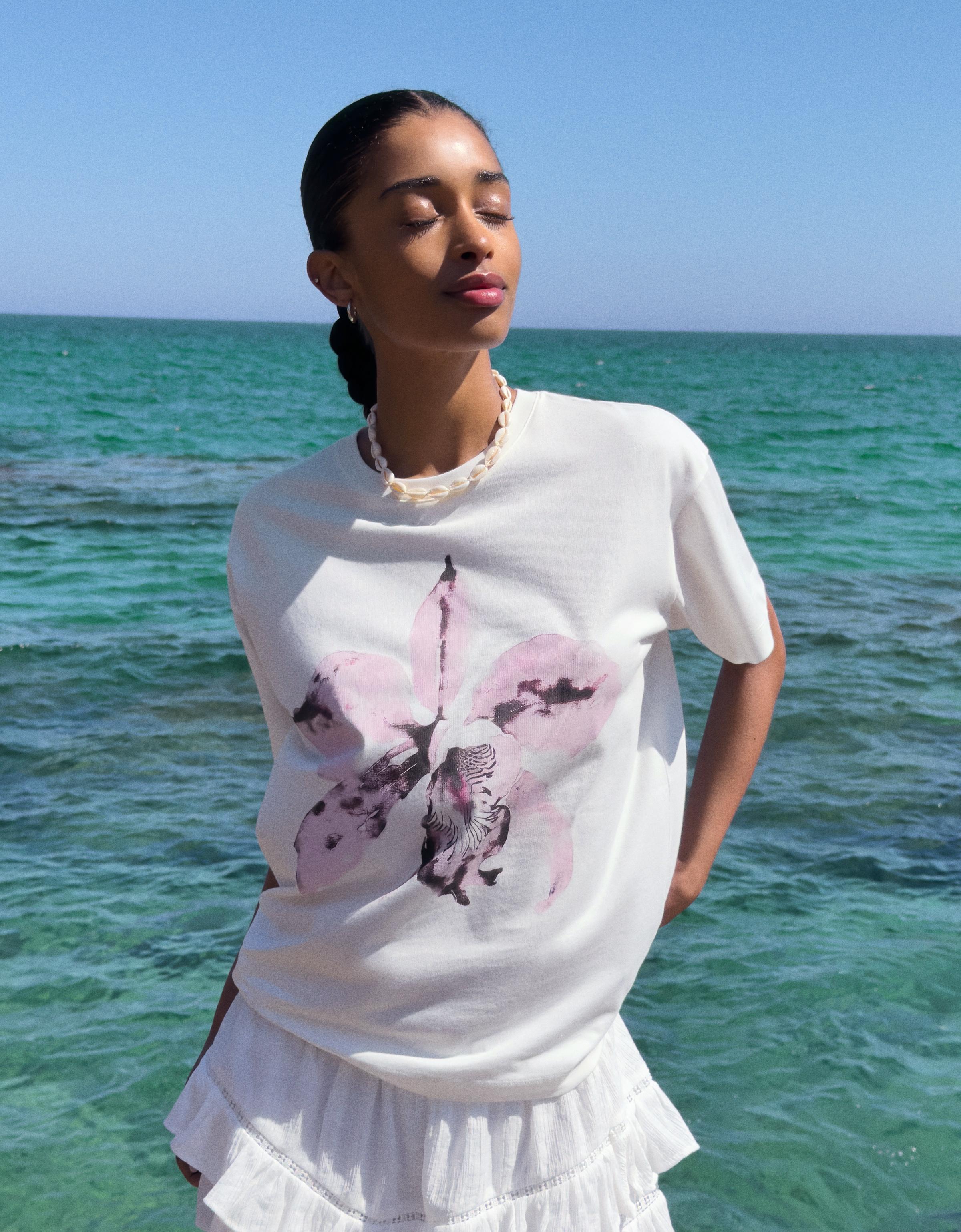 Bershka Футболка оверсайз с принтом