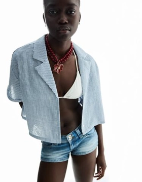 Bershka Рубашка из рельефной ткани с короткими рукавами