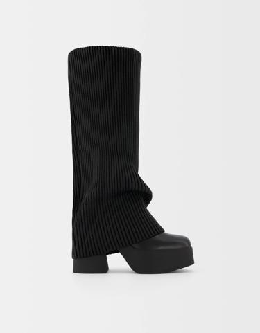 Bershka Сапоги с эластичным голенищем на высоком каблуке и платформе купить с доставкой.