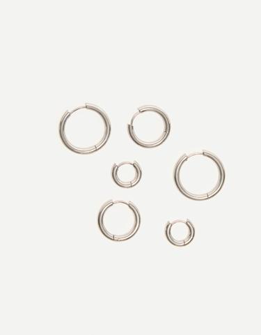 Bershka Набор из 6 пар стальных серег-колец