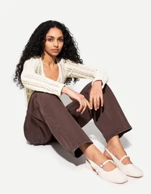 Балетки на широком каблуке с пряжкой