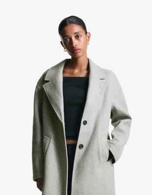 Grey|1688/741 - Bershka Длинное пальто из мягкой ткани