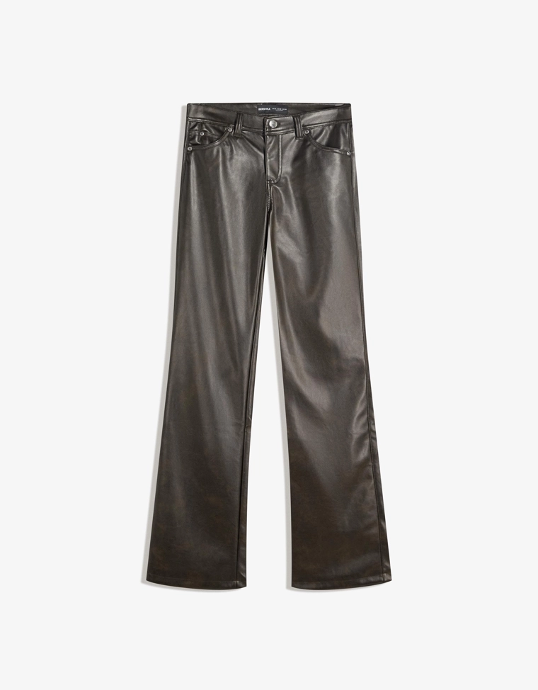 Брюки кроя bootcut из искусственной кожи