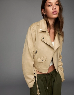 Куртка в байкерском стиле из искусственной кожи- Заказать в России