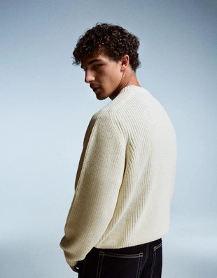 Свитер платочной вязки из смесовой пряжи с шерстью- Заказать в России