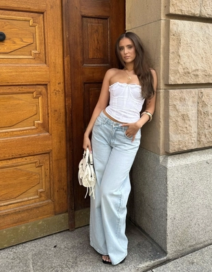 Light blue|5004/335 - Bershka Джинсы с широкими штанинами