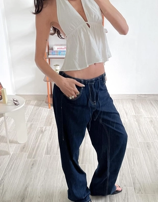 Легкие джинсы с широкими штанинами- Заказать в России