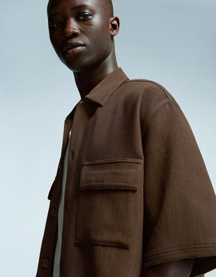 Brown|6384/710 - Bershka Рубашка классического кроя с короткими рукавами