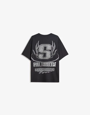 Black|8035/071 - Bershka Футболка с коротким рукавом и принтом