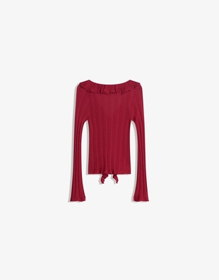 Burgundy|6988/693 - Bershka Жакет с бантом и воланами