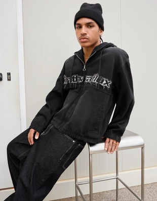 Джинсовая куртка с застежкой-молнией и вышивкой- Заказать в России