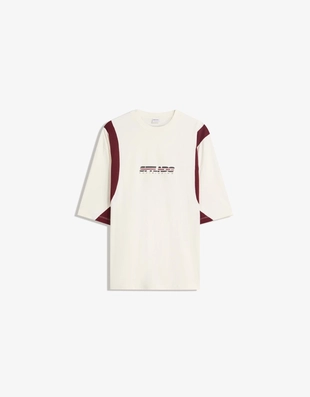 Off white|8039/116 - Bershka Футболка геометрического кроя с короткими рукавами и принтом