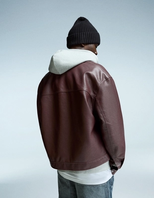 Куртка геометрического кроя из искусственной кожи- Заказать в России