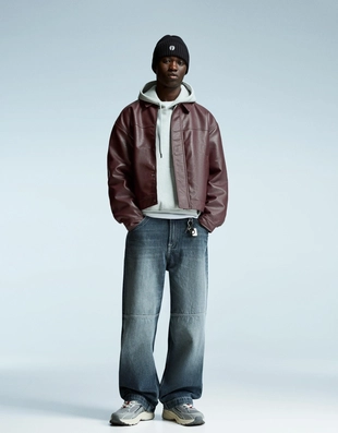 Куртка геометрического кроя из искусственной кожи- Заказать в России